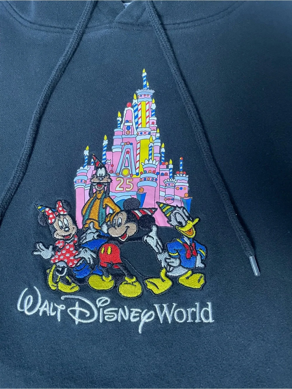 Disney World Vault Collection 25th anniversary Double Sided Embroidered Hoodie M